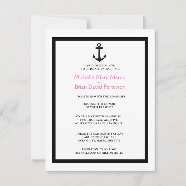 Invitation ANCRE l Destination nautique Mariage thématique (Devant)
