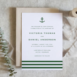 Invitation Ancre moderne Emerald Green Mariage nautique