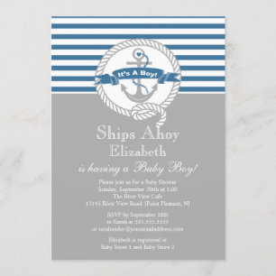 Invitation Ancre moderne Nautical Sailboat Baby shower Boy