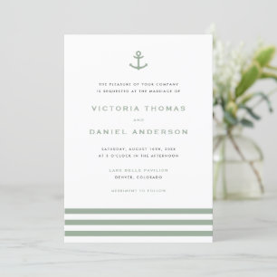 Invitation Ancre moderne Sage Green Mariage nautique