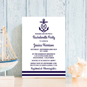 Invitation Ancre Monogramme Bachelorette Nautique