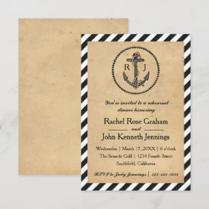 Invitation Ancre Naútica Vintage-3x5Invitation de répétition 