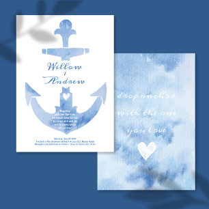 Invitation Ancre nautique Beach Wedding Aquarelle