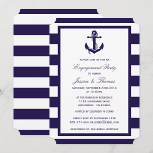 Invitation Ancre nautique Bleu Bleu de la Marine