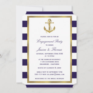 Invitation Ancre nautique Bleu Bleu de la Marine