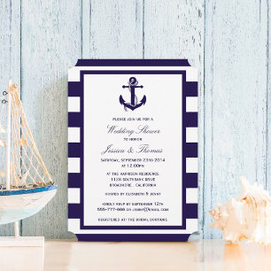 Invitation Ancre nautique Bleu Wedding shower