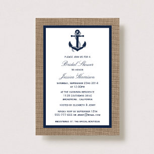 Invitation Ancre Nautique Bleue Marine Sur Fête des mariées B