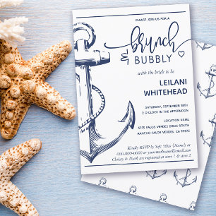 Invitation Ancre nautique Brunch Bubbly Fête des mariées blan