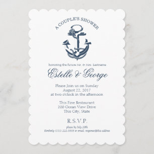 Invitation Ancre nautique Douche de couple
