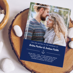 Invitation Ancre nautique et Mariage photo de corde