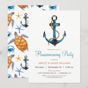 Invitation Ancre nautique Fête de réchauffement du foyer Invi