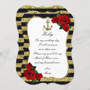 Invitation Ancre Nautique Gold Black Grilles Maid Of Honor