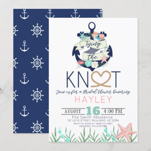 Invitation Ancre nautique Lier la Fête des mariées de noeud