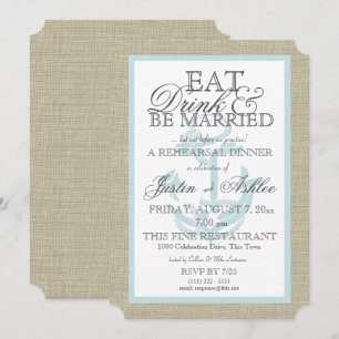 Invitation Ancre Nautique Manger Boire Répétition Mariée Dîne