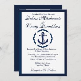 Invitation Ancre nautique, Mariage