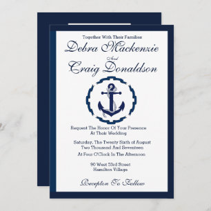 Invitation Ancre nautique, Mariage