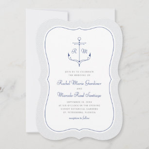 Invitation Ancre nautique minimaliste Preppy Mariage