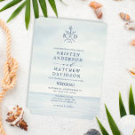 Invitation Ancre nautique Monogramme Aquarelle Océan Mariage<br><div class="desc">Quand il s'agit de papeterie mariage, les styles de plage lancent le thème pour une soirée magique ou un week-end mariage entier au bord de la mer. Donnez le ton de votre mariage de bord de mer avec ce design d'inspiration océanique avec un arrière - plan d'aquarelle avec une ancre...</div>