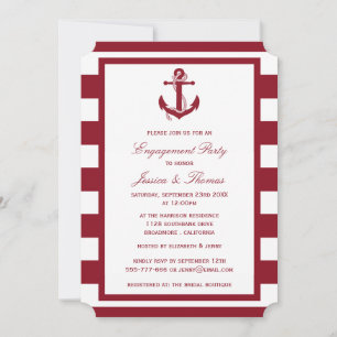 Invitation Ancre nautique Partie d'engagement Red Stripe