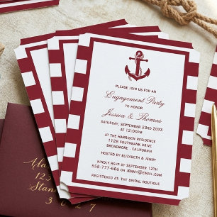 Invitation Ancre nautique Partie d'engagement Red Stripe
