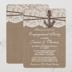 Invitation Ancre nautique rustique