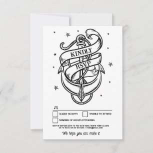 Invitation Ancre rocheuse traditionnelle Mariage RSVP Tattoo