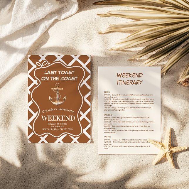 Invitation Ancre rouille Bachelorette nautique (Créateur téléchargé)