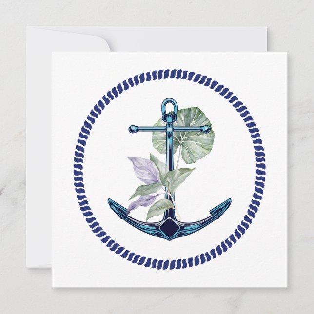 Invitation Ancre Tropicale avec Plantes et Fleurs Vierge (Devant)