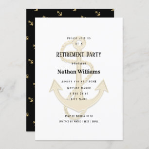 Invitation Ancres nautiques Black Gold Custom Retirement