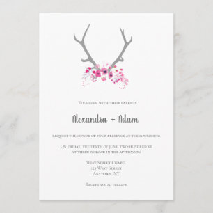 Invitation Andouillers floraux rustiques épousant des