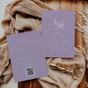Invitation ANDREA Lavande QR Code Élégant Mariage Classique