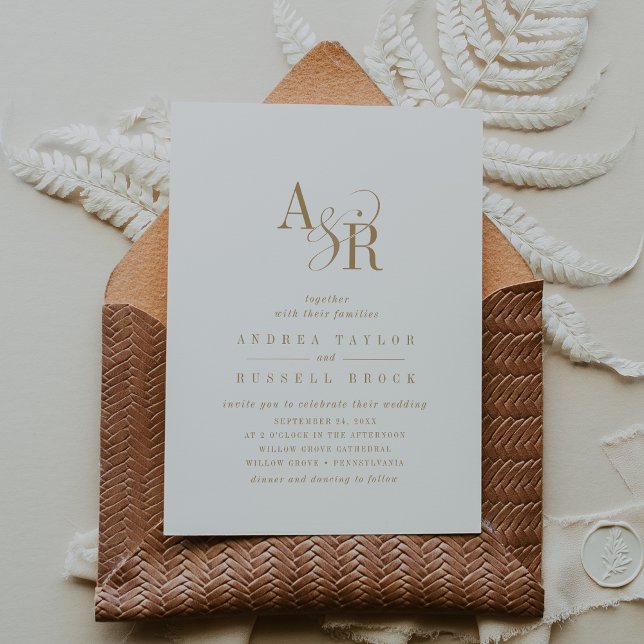Invitation ANDREA Minimal Gold Élégant Mariage classique form (ANDREA Minimal Gold Elegant Formal Classic Wedding Invitation)