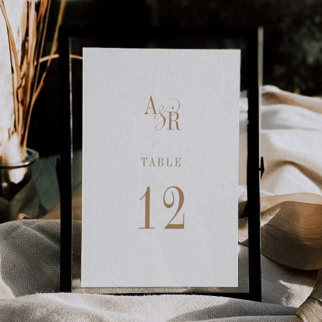 Invitation ANDREA Minimalist Boho Gold Mariage Numéros de tab (ANDREA Minimalist Boho Gold Wedding Table Numbers)
