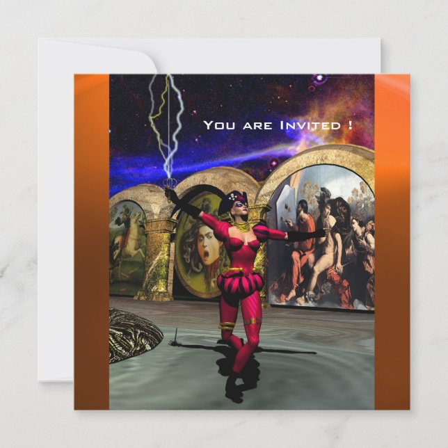 Invitation ANDROID BALLET, Red Orange Blue Science Fiction (Devant)