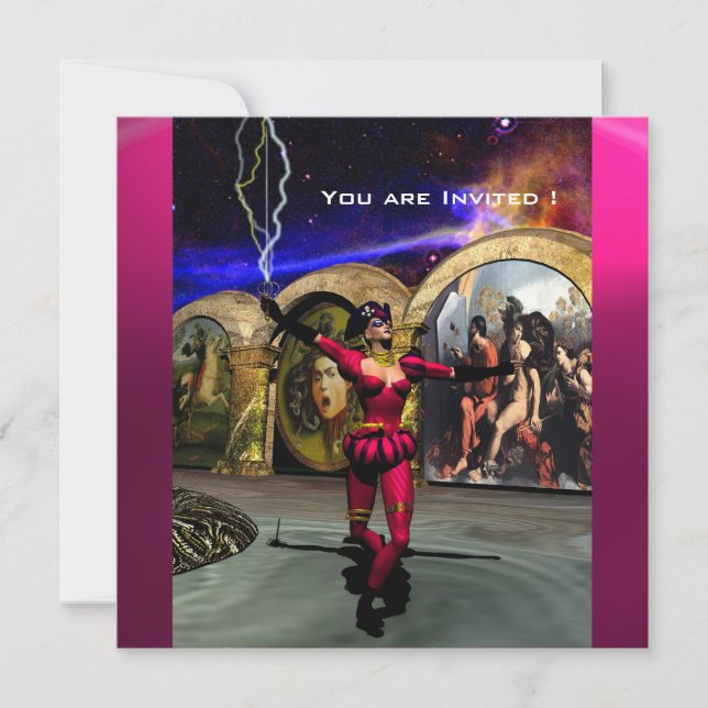 Invitation ANDROID BALLET, Red Pink Blue Science Fiction (Devant)