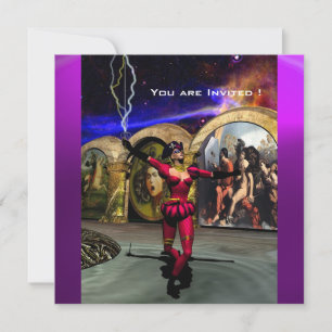 Invitation ANDROID BALLET, Rouge violet bleu science-fiction