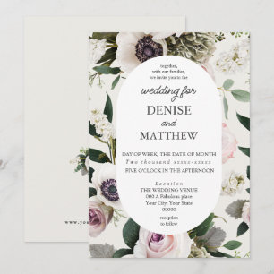 Invitation Anémon blanc sur Mariage blanc neige