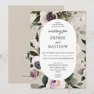 Invitation Anémon blanc sur Mariage parfaitement pâle