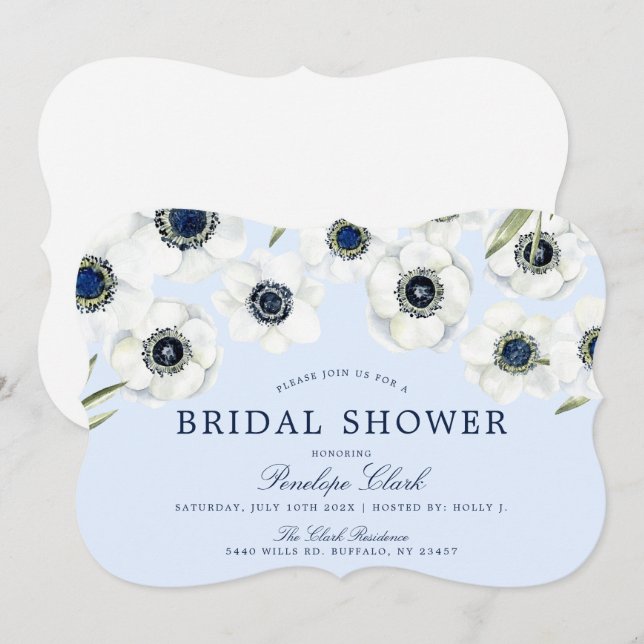 Invitation Anémon du matin | Mariage floral (Devant / Derrière)