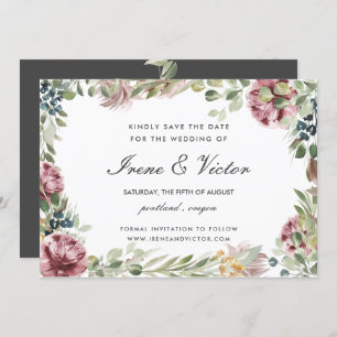 Invitation Anemone Blush Grey mariage formel Enregistrer la d