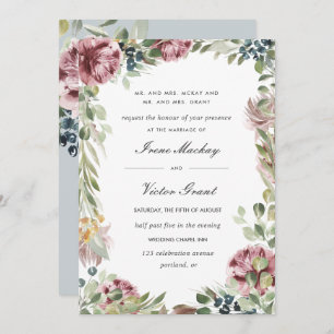 Invitation Anemone Blush   gris bleu Mariage botanique offici