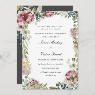Invitation Anemone Blush   gris foncé Mariage botanique offic