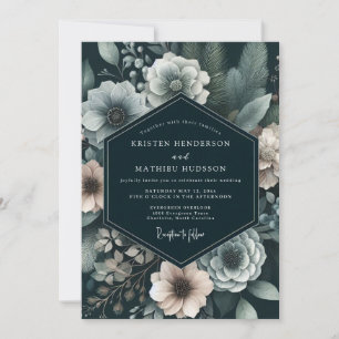 Invitation Anémone de mariage au crépuscule de charbon