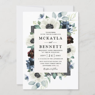 Invitation Anemone Dusty Blue Thistle Bourgogne Floral Mariag