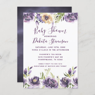 Invitation Anemone Garden Crème violet Baby shower Boho