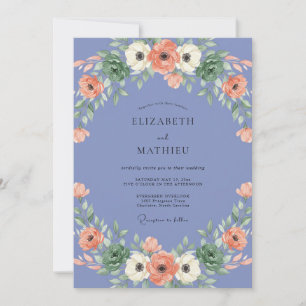 Invitation Anémone Pervenche Peinture de Mariage