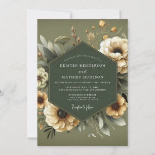 Invitation Anémone sombre olive mariage