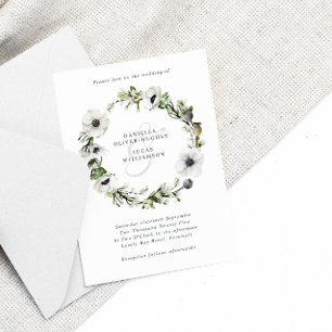 Invitation Anémones Floral Wreath Mariage d'hiver