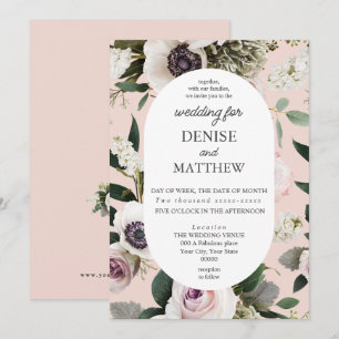 Invitation Anéone blanche sur Mariage Rose Blush
