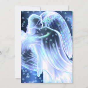 Invitation Ange Bleu Avec Étoiles